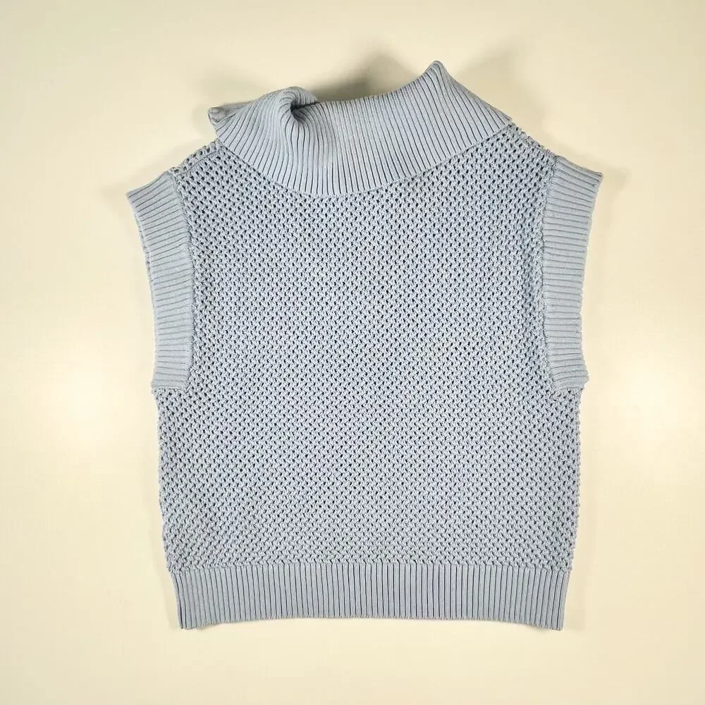 Scotch and Soda Half Zip Knit Sweater Pullover Women Preppy Powder Blue Small - Picture 5 of 8